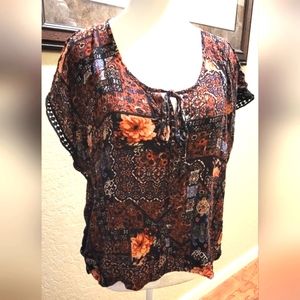 % Belle Du Alfani Sheer Layered Top - Size L